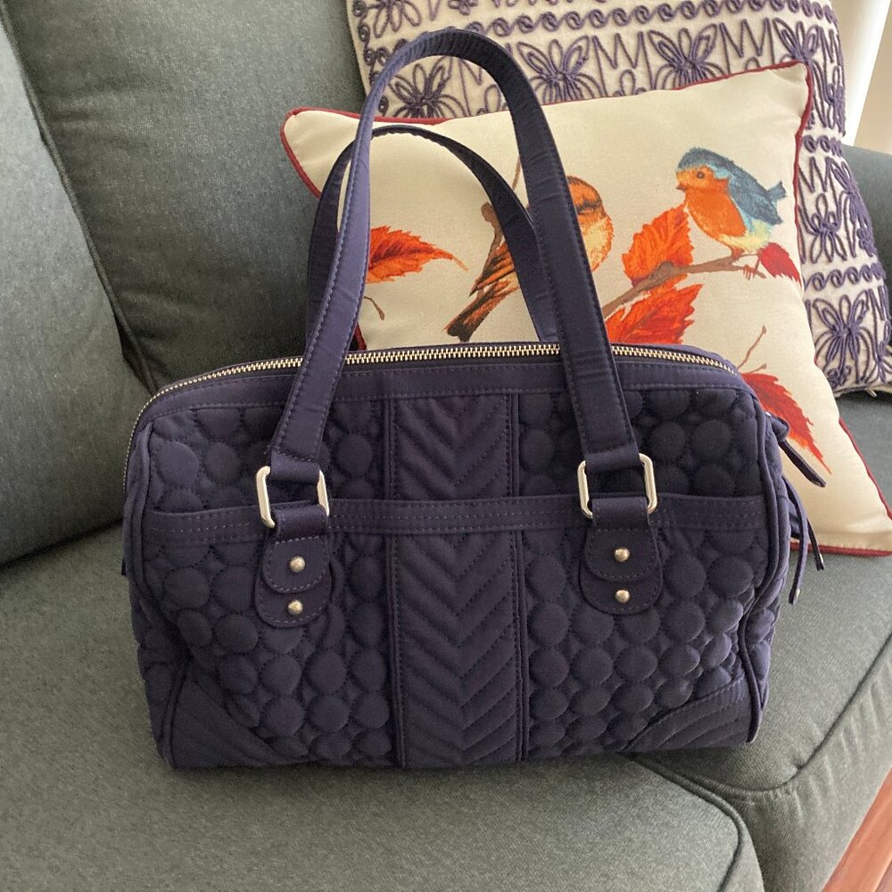 Vera Bradley Navy Blue Quilted Satchel Handbag
